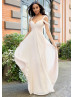 Cold Shoulder Blush Pink Pleated Chiffon Bridesmaid Dress
